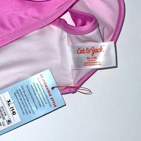 Cat & Jack Girls XL (14) Pink Tie Dye Bikini Top Racerback  Fully Lined - Picture 5 of 5